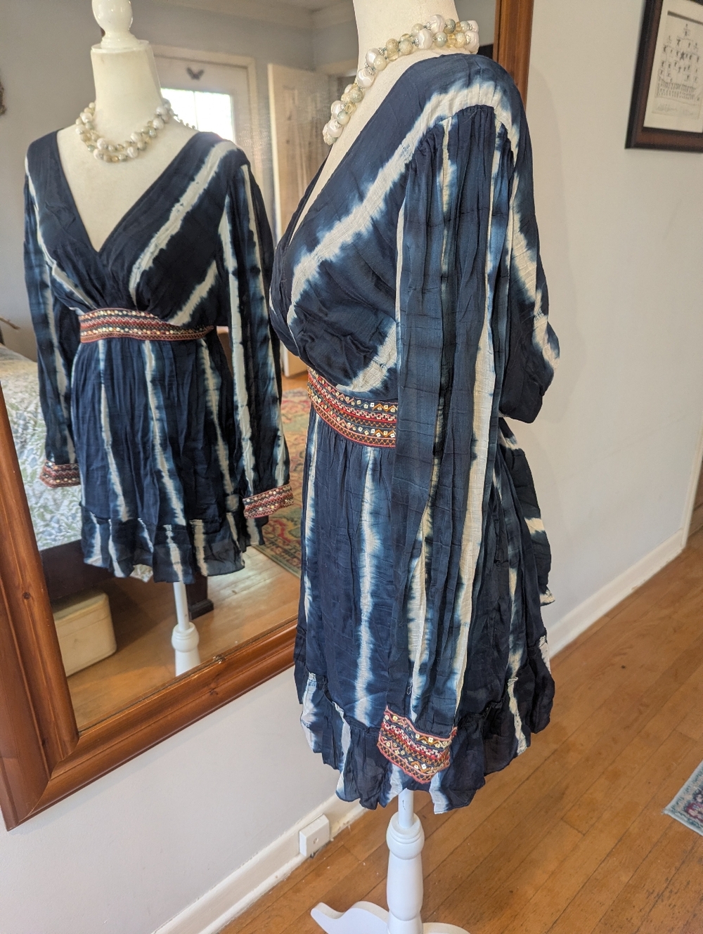 NWOT Anthropologie Verb by Pallavi Singhee Blue Tie Dye Mini Dress Tunic - Picture 4 of 11